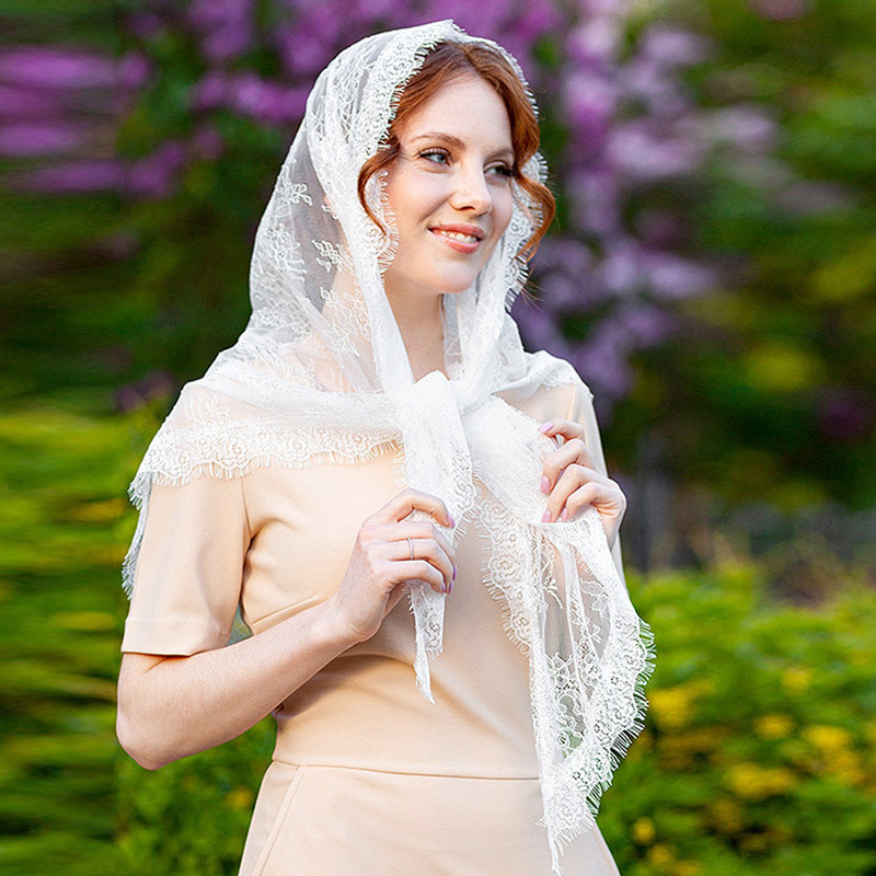 Elegant Womens Mantilla Head Covering Ladies Catholic Prayer Chapel Scarf